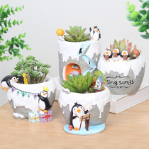 Mediterranean flowerpot zakka Creative Penguin animal fleshy flowerware ornament birthday gift home decoration