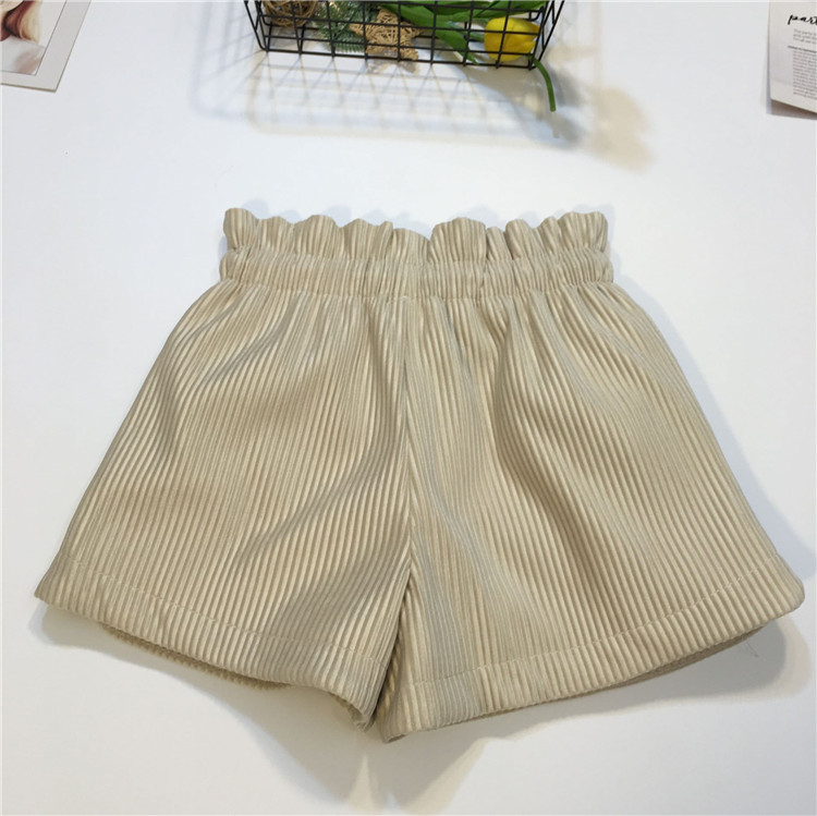 Thời trang slim 2018 phiên bản Hàn Quốc mới của quần lửng dây rút cao ngang eo nhung kẻ sọc nữ mùa thu đông quần thể thao nữ 