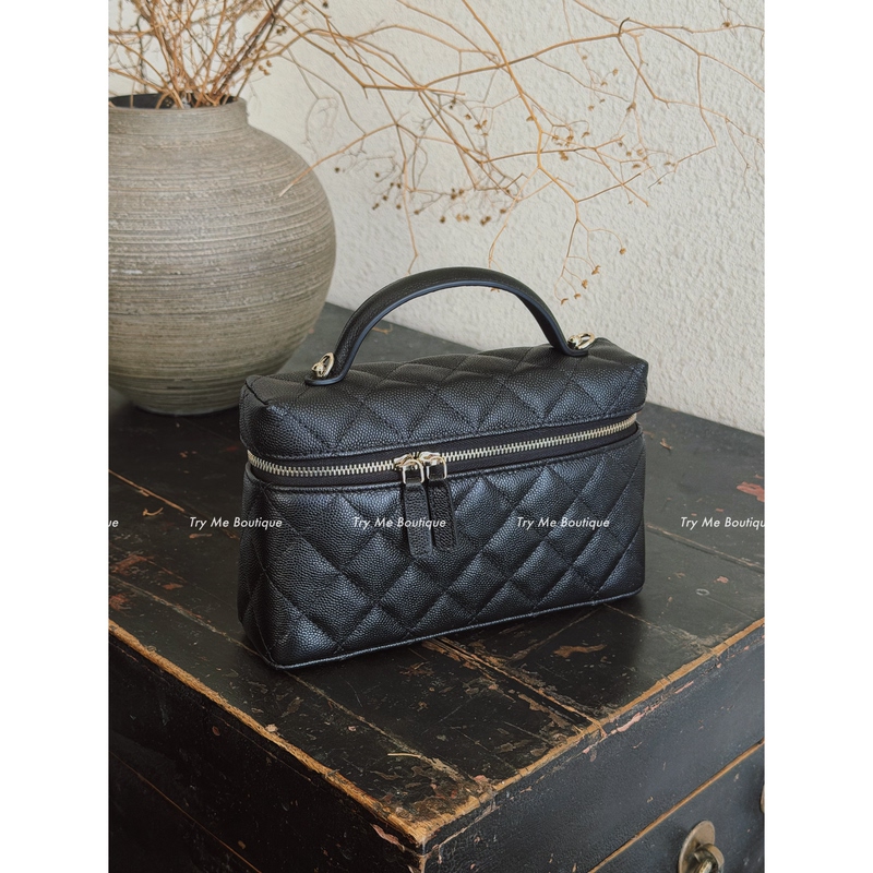 Try Me! Lp Style Handle Lunch Box Quilted Leather Long Box Chain Crossbody Handbag for Women