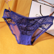Breathable-Mesh Veil TRANSPARENT SEXY PANTS LOW WAIST LADY LACE TRIANGLE PANTS TEMPERAMENT SUMMER THIN AND THIN
