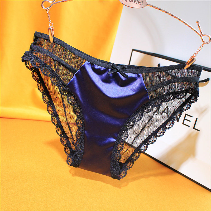 High - end / silk fabric / sexy lace underwear female mesh dress tempts transparent triangle without trace female