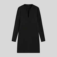 Double 12 discount MD women's clothing, mature style mid-length skirt, slim version, low V-neck, niche black dress, spring