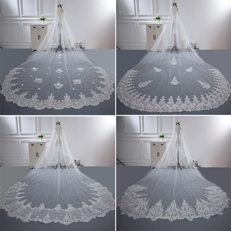 New head yarn bridal bridal dress Korean style ultra long trailing soft yarn cover headwear European style minimalist big head yarn