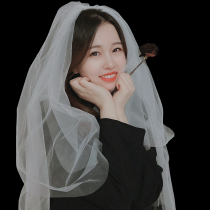 Shake-in-the-money wedding photo bridal head yarn Jane Yosens retro wedding dresses Head yarn Short white