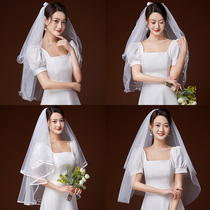 Head yarn headwear net red photo props bride wedding main wedding dress collar certificate registration head yarn minimalist white short