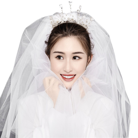 Veil Female Bride Korean Hairdresses Super Fairy Style Internet Celebrity Photo Props Wedding Dress White Retro Halloween Black