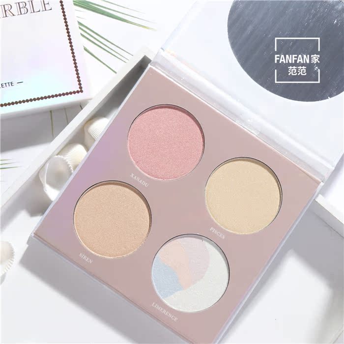 Màu sắc bền lâu! VENUS MARBLE Venus bằng đá cẩm thạch bốn màu frit có độ bóng cao để làm sáng khay sửa chữa highlight dior 4 ô