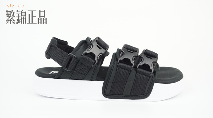 Puma Hummer Sandals Velcro quai dép đi biển Thể thao nam và nữ đen trắng xăng đan đế bằng