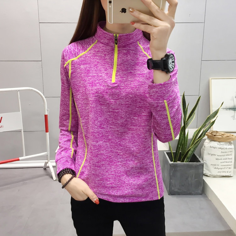 Special clearance quick-drying clothes women's long-sleeved spring and autumn thin velvet winter sports and leisure running elastic mountaineering large size T-shirt