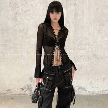 Roy11 dark moment black pure desire see-through shirt