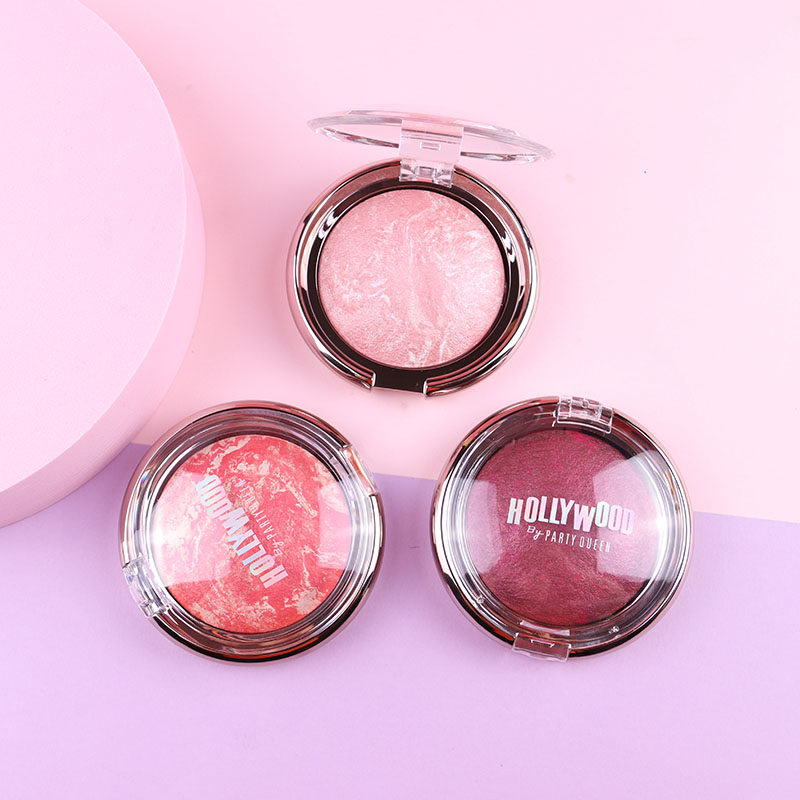 Baking blush Baking powder High gloss all-in-one plate Naked makeup Natural high gloss shadow Three sun red female vitality orange