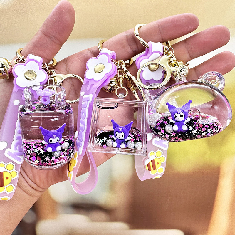 Internet Celebrity Quicksand Keychain Cute Kuromi Doll Children's Backpack Pendant Graduation Season Small Gift Wholesale Internet Celebrity Quicksand Keychain Cute Kuromi Doll Children's Backpack Pendant Graduation Season Small Gift Wholesale