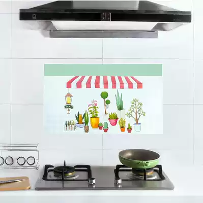 Cartoon Fresh Kitchen anti-oil sticker decals high temperature resistant oil smoke anti-fouling stickers high temperature wall stickers wallpaper