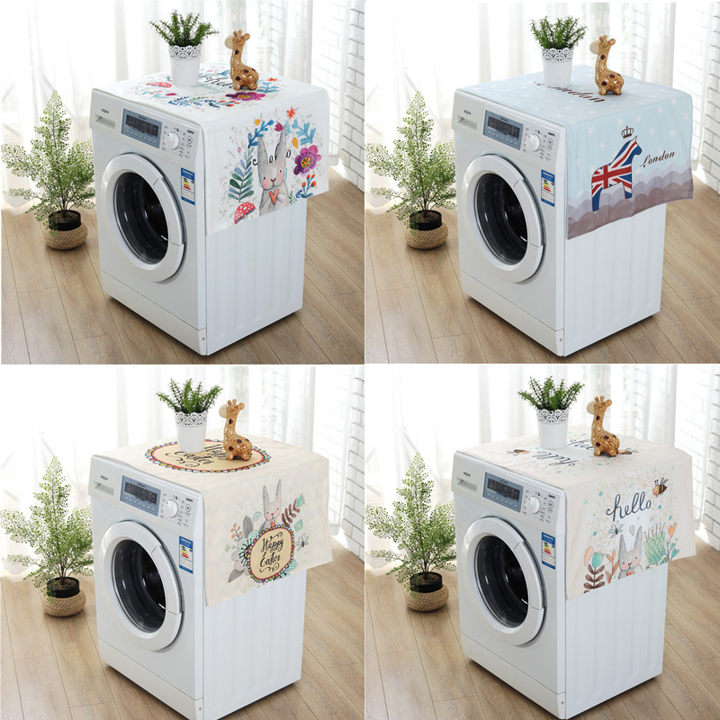 Single door open refrigerator cover towel cloth art dust cover washing machine cover towel Han style cartoon cute rabbit multipurpose cover cloth-Taobao