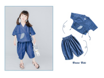 HININI original 2021 summer new products children boys girls denim tencel cotton neutral thin short-sleeved suit