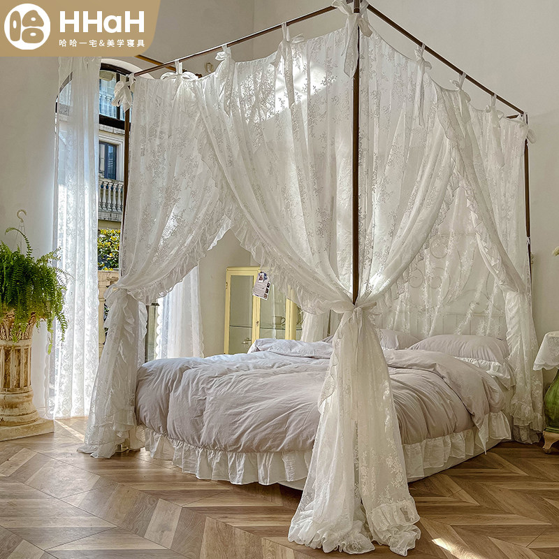 2022 new high-end French lace mosquito net three doors floor 1 8m home mulch on the veil princess fairy style