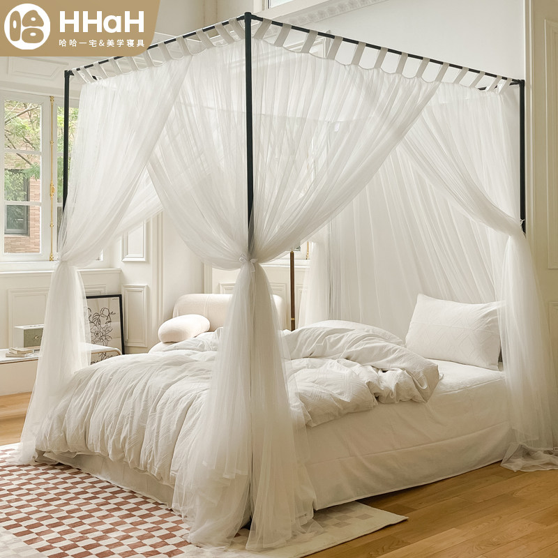 2022 new palace mosquito net 1.8m summer home bedroom 1.5 meters bed three doors high grade black bracket