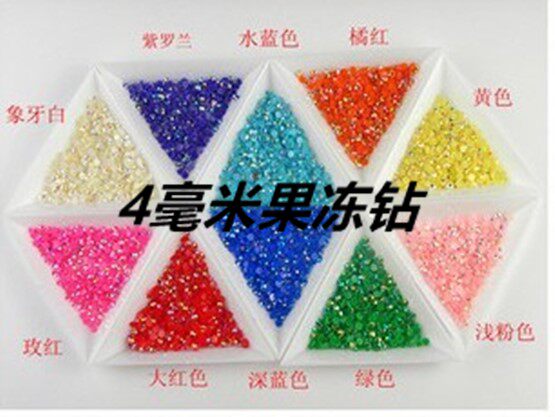 4mm16 jelly diamond Colorful diamond set diamond mobile phone shell beauty patch diamond material Four mm flat diamond shiny