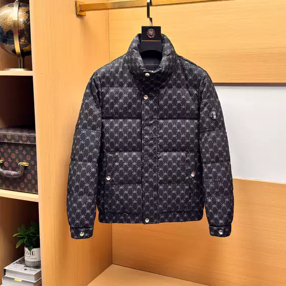 European High-End Printed Stand-Collar down Jacket for Men, New Winter Fashion, Light Luxury Trendy Brand, White Duck down Trendy Coat