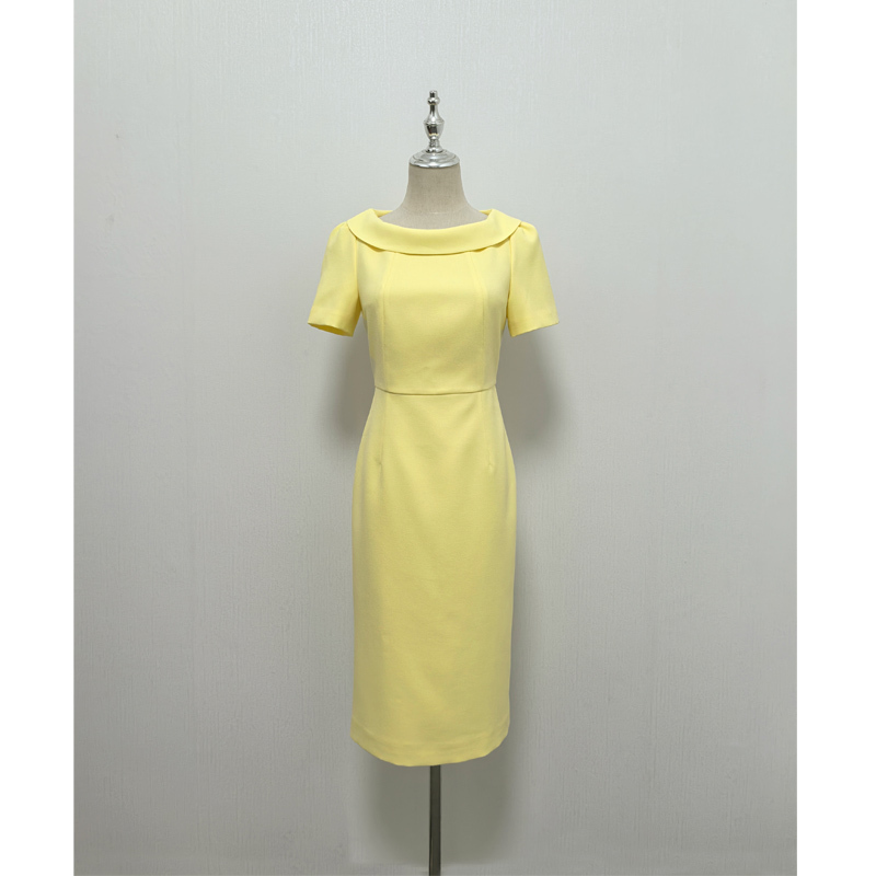 French-Style Formal Yellow Dress L*Kb Summer and Autumn New Style Elegant Age-Reducing Slim-Fit Short-Sleeved Mid-Length Bodycon Dress