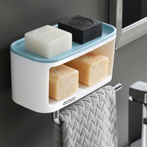 Soap box non-perforated suction cup suction wall-mounted household soap box creative drain toilet large storage rack