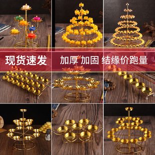 バターランプホルダー、仏具、チベット用品、七つ星仏教寺院オイルランプ、108蓮華仏ランプホルダー、永遠のキャンドルホルダー