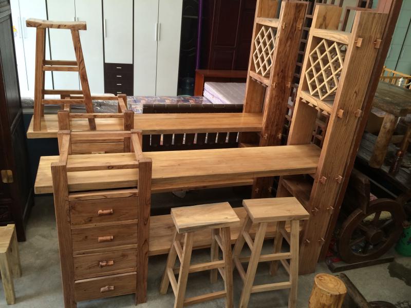 Đặc biệt tại chỗ thanh gỗ nguyên chất rắn thanh bàn cũ elm đồ gỗ rắn thanh bàn cũ elm thanh gỗ tủ rượu - Bàn / Bàn mặt bàn gỗ