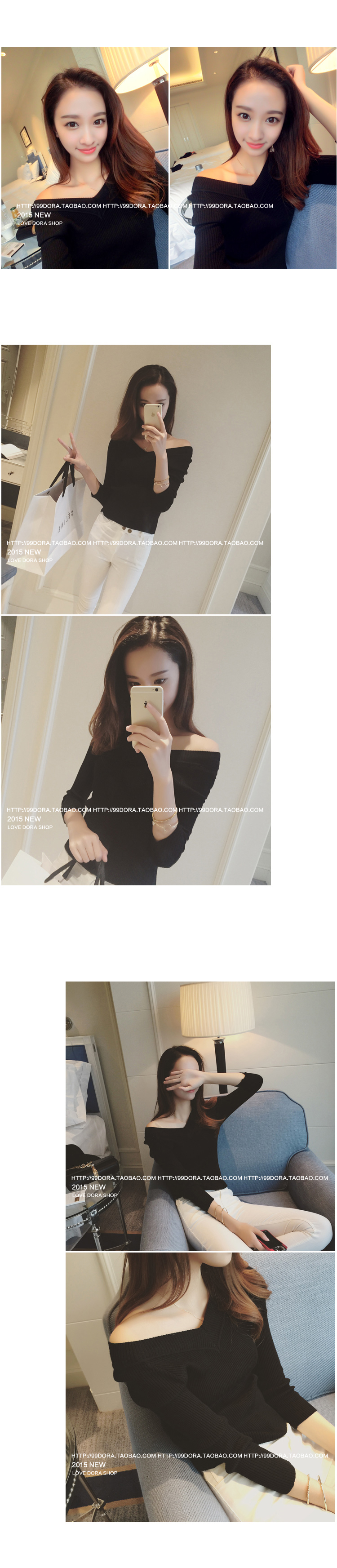 Áo len mùa thu mới phiên bản Hàn Quốc của áo len nữ V tự may dài tay lệch vai áo len mỏng phần đáy là áo sơ mi mỏng áo len dáng dài