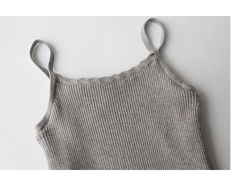 Mùa thu đông mới ren cổ áo cộng với dây đeo nhung đan áo vest nữ Slim dày áo ấm thun thun đáy thủy triều đồ mặc nhà