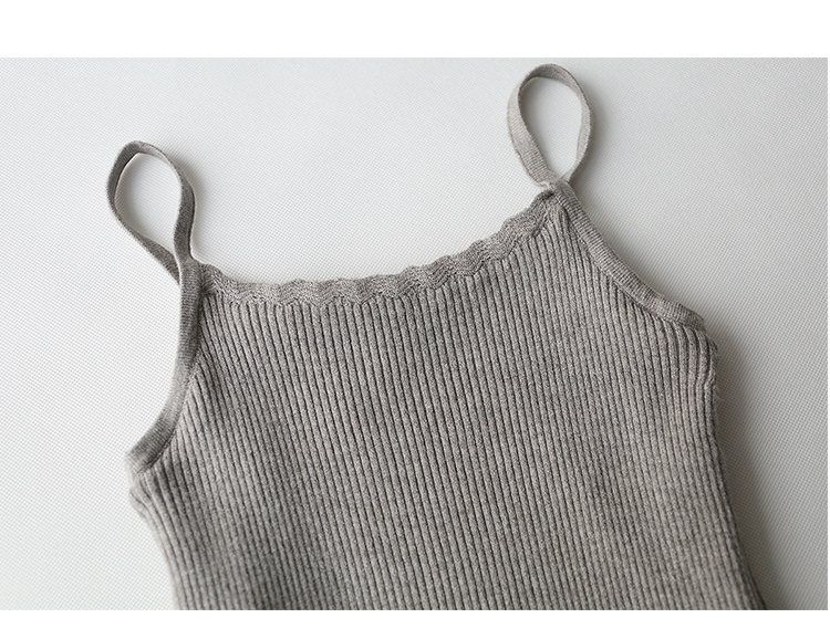 Mùa thu đông mới ren cổ áo cộng với dây đeo nhung đan áo vest nữ Slim dày áo ấm thun thun đáy thủy triều thiết kế thời trang nữ
