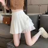 Приталенная белая летняя модная юбка в складку, городской стиль, юбка из сетки, высокая талия