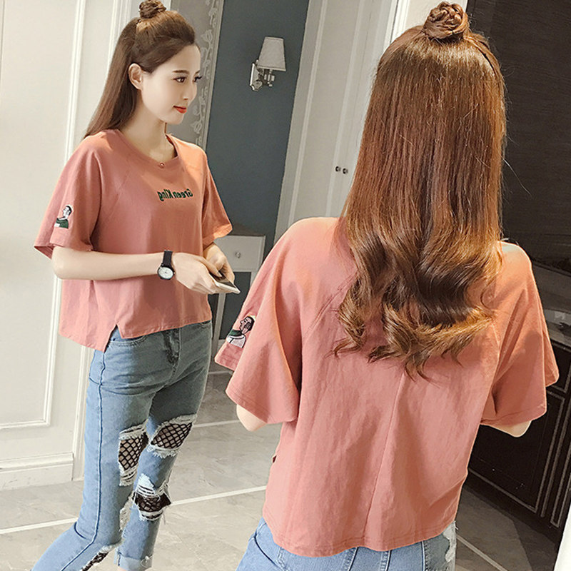 Super hot cec short-sleeved t-shirt short section 2023 new summer Korean version loose cotton half-sleeved ins women's top trend