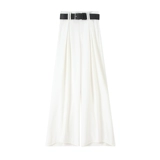 Белые штаны, осенний костюм, изысканный стиль, высокая талия, свободный прямой крой