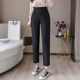 Black professional suit pants women's spring small man cigarette pants high waist wide leg loose straight nine points casual pants trendy