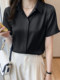 Chiffon shirt women's summer 2026 new style thin and mature professional shirt polo collar short-sleeved right shoulder top
