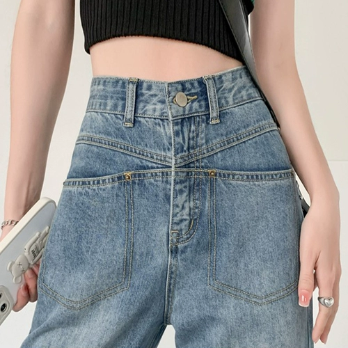 Тонкие джинсы, приталенные штаны, высокая талия, свободный прямой крой