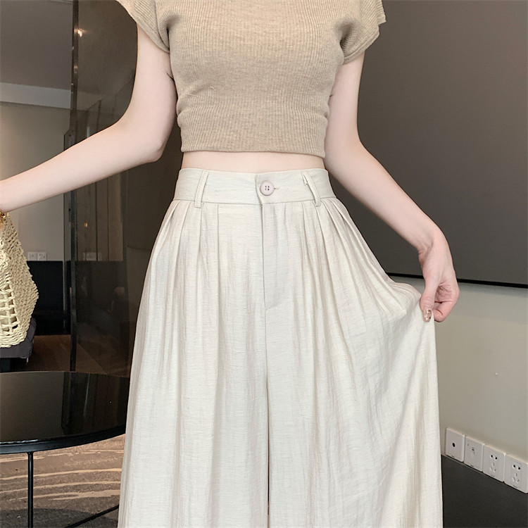 Летняя тонкая шелковая юбка, штаны, свободный крой, высокая талия 