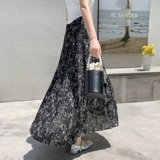 Шифоновая летняя юбка в складку, французский стиль, цветочный принт, высокая талия, плиссированная юбка, длина миди, А-силуэт