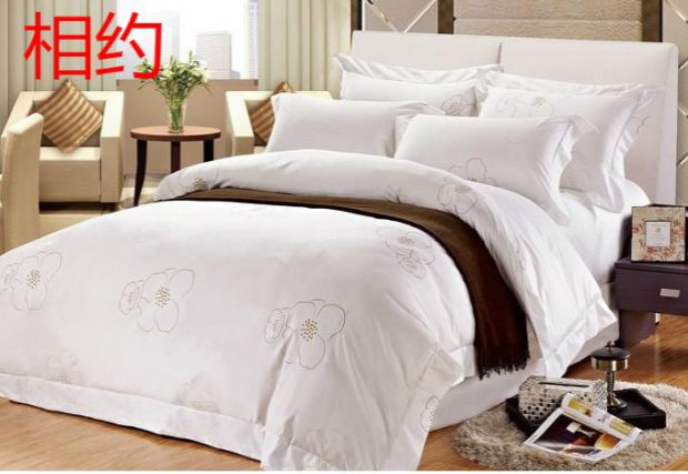 Cotton cotton vải khách sạn trắng ba hoặc bốn bộ giường mua chăn ga gối đệm