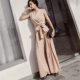 Mùa hè 2019 mới của phụ nữ quần ống rộng jumpsuit cổ chữ V không tay cao eo thẳng quần dài mùa xuân và jumpsuit hè - Cộng với kích thước quần áo áo thun dài tay nữ