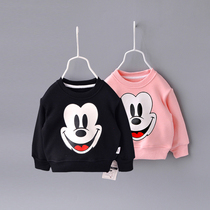 Childrens clothes autumn and winter plus velvet base shirt mens and womens baby coat foreign air baby spring and autumn children 3 years old 1 tide