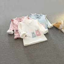 Childrens autumn and winter clothes high neck base shirt plus velvet padded baby baby warm T-shirt 5 foreign gas 3 and a half 1