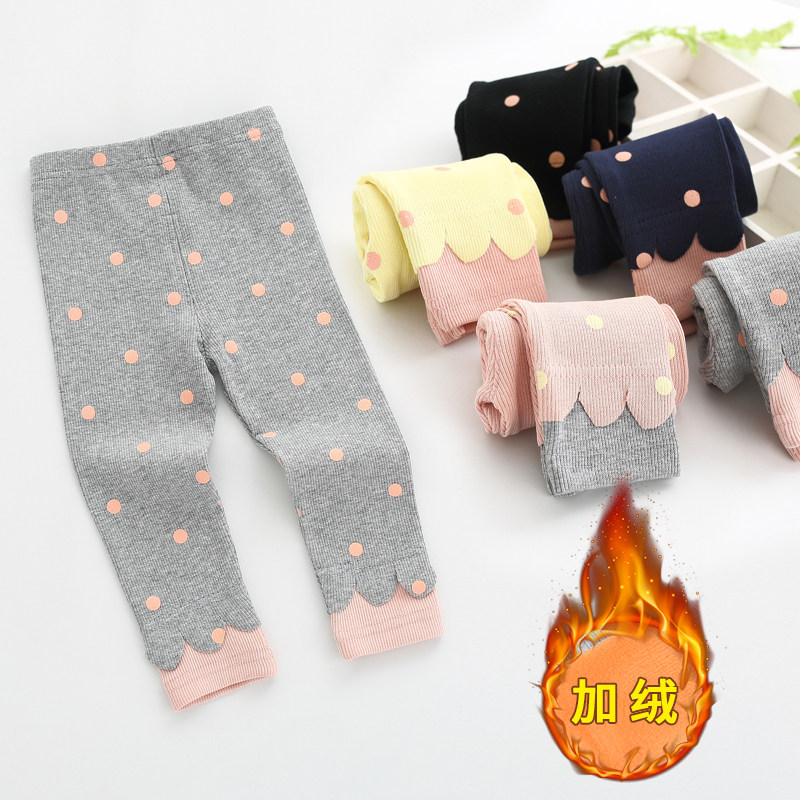Girl Pants Autumn Winter Plus Suede Long Pants Baby Girl Baby Spring Autumn Dress Internal Lap Pants Wear Foreign Pie 1-3-year-old 2