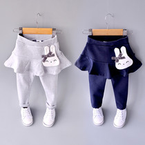  Girls spring culottes fake two-piece trouser skirts Female baby spring and autumn baby Western style leggings worn outside 0-1-3 years old 2