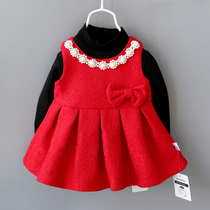 Girls vest skirt foreign autumn winter baby vest princess dress baby children red skirt new year tide