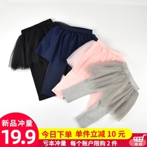 Girls culottes fake two-piece female baby puffy trouser skirt one-piece spring and Autumn childrens baby pants leggings Western style