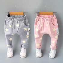  Baby harem pants spring and autumn butt pants Childrens children wear pants baby big PP pants can open the crotch 0-3 years old 1