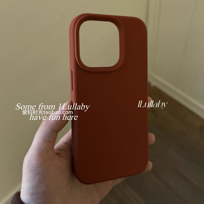 Soft and Waxy Red Bean Brown Liquid Silicone Case Suitable for iPhone 16/17/15 Pro Max, 13 Mini, Korean Style, Solid Color, Full Coverage, Anti-Drop, Niche Design, Brick Red, Vintage Chestnut Brown