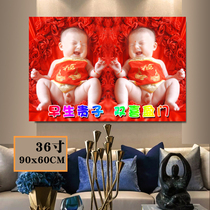 Twin baby poster Dragon and Phoenix baby doll picture early education hanging painting male baby poster photo baby wall sticker
