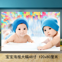 Twin cute baby painting poster cute male baby wall sticker doll picture early education bedroom pregnant woman bb poster